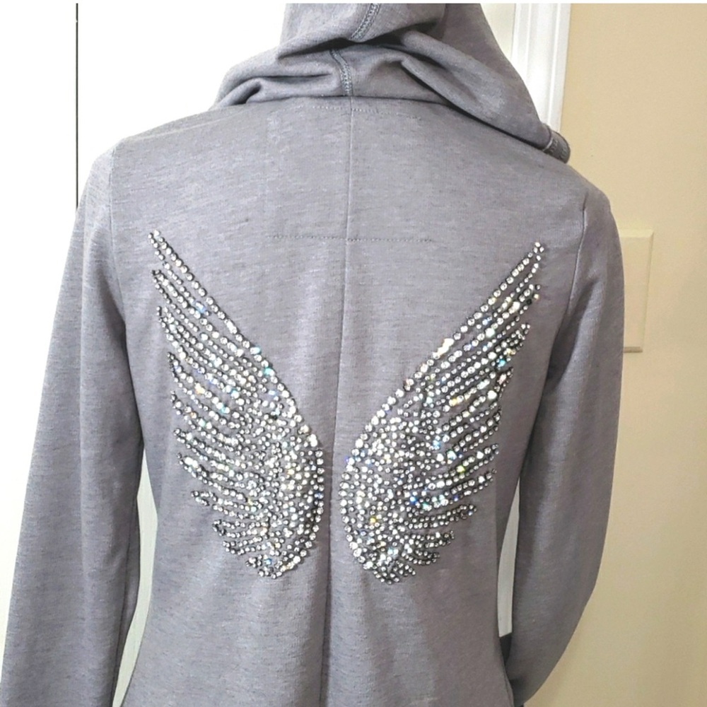 Twisted heart rhinstone zipup jacket size m